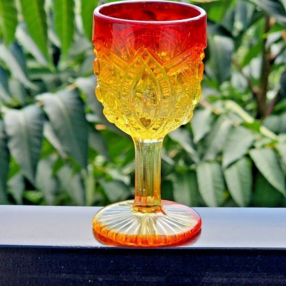 8pc Set Cadmium Amberina Cordial MCM Vintage Water Wine Glasses Rare WOW! - Picture 7 of 16